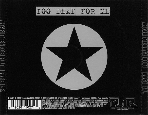 Atari Teenage Riot Feat. Tom Morello – Rage E.P.   CD DHR MCD27